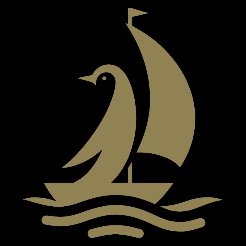 Penguin Sailboat Sailing Silhouette Minimalist