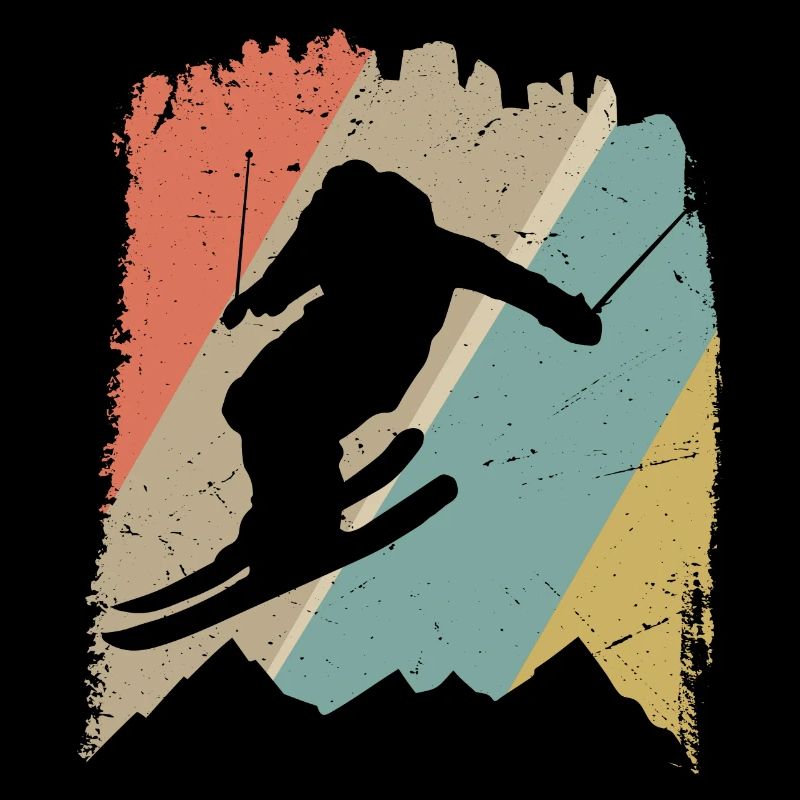 Retro Snowboard Silhouette on Pastel Stripes