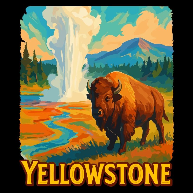 Yellowstone Bison Geysir