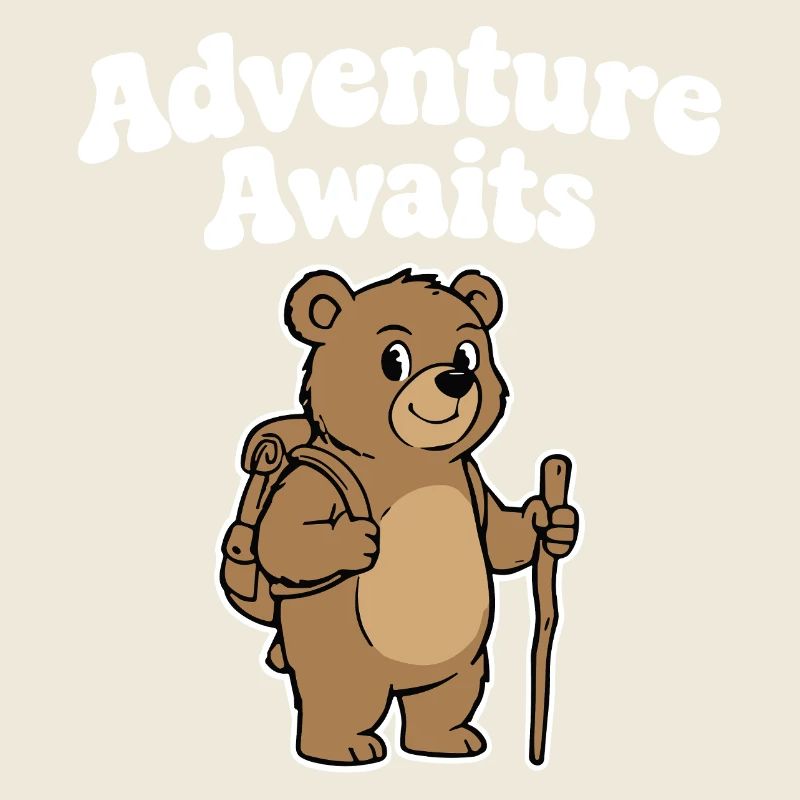 Adventure bear with walking stick