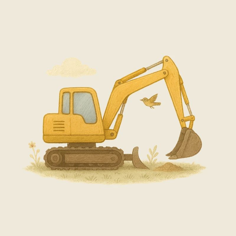 Excavatrice colorée dans un style aquarelle