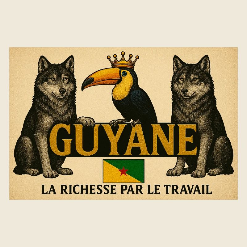 Guyana-Königstukan und Wölfe