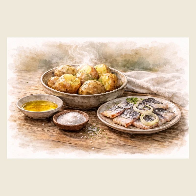 Jacket potatoes with herring Ukrainian