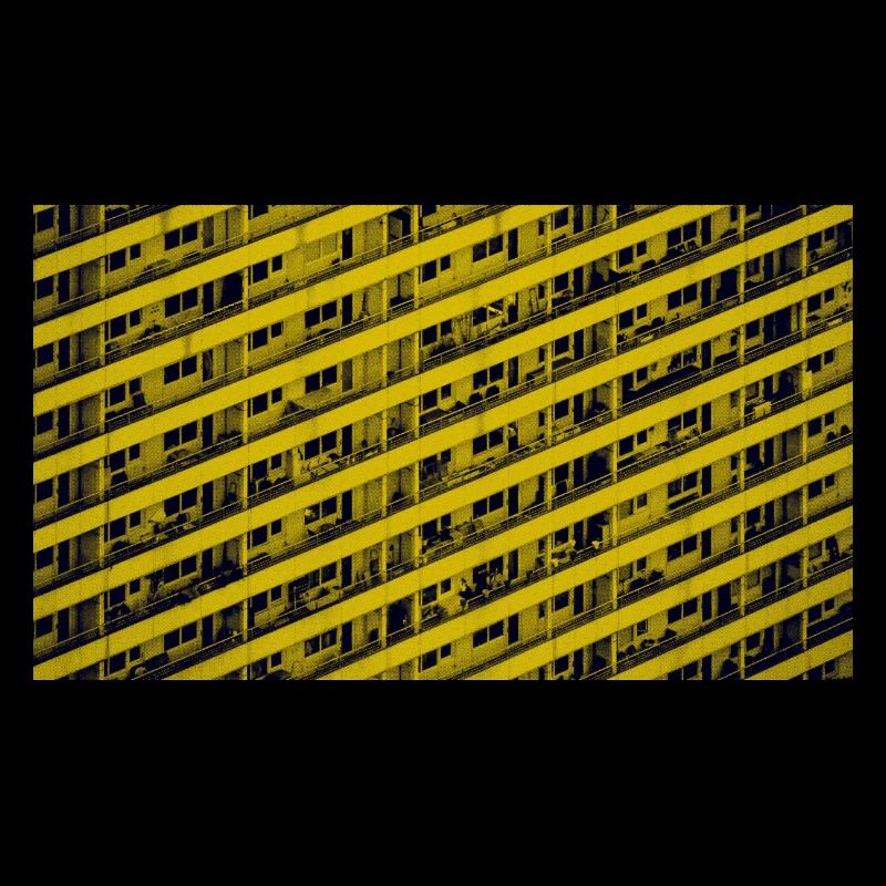 Wohnblock, schwarz und gelb