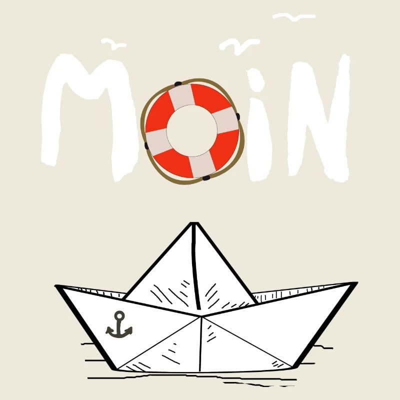 Moin Möwen Rettungsring Papierboot Schiff