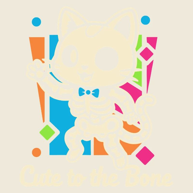 Cat Skeleton Motif Purr