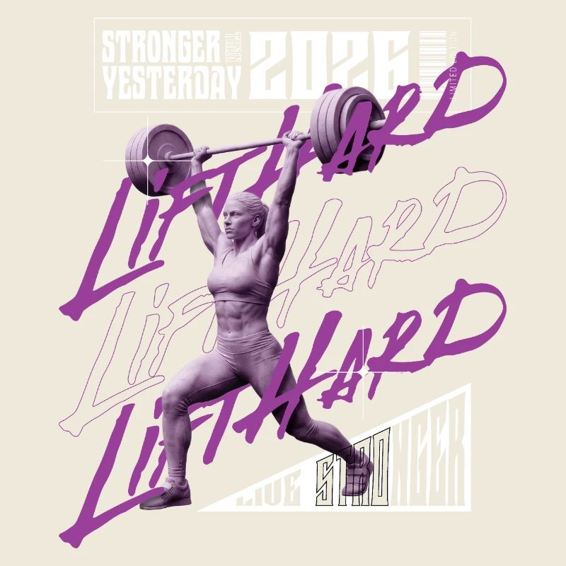 Weight lifting woman, purple pink light version