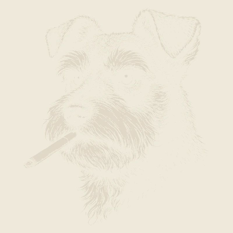 Hundeporträt von Schnauzer mit Zigarette