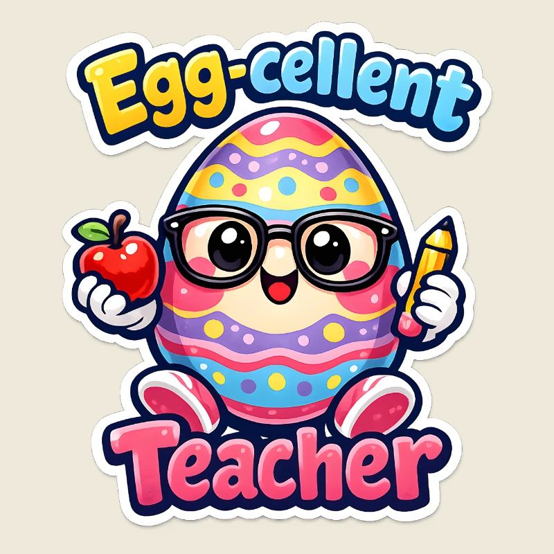 Eggcellent Teacher Cartoon Easter Egg