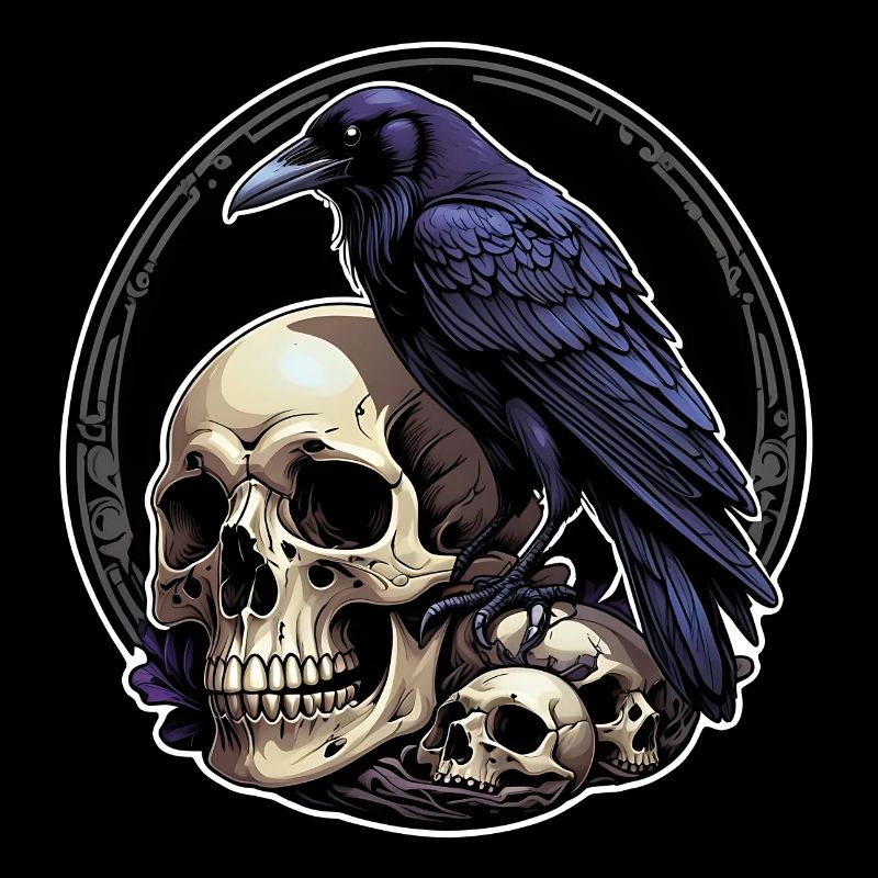 Grand corbeau assis sur des godilles