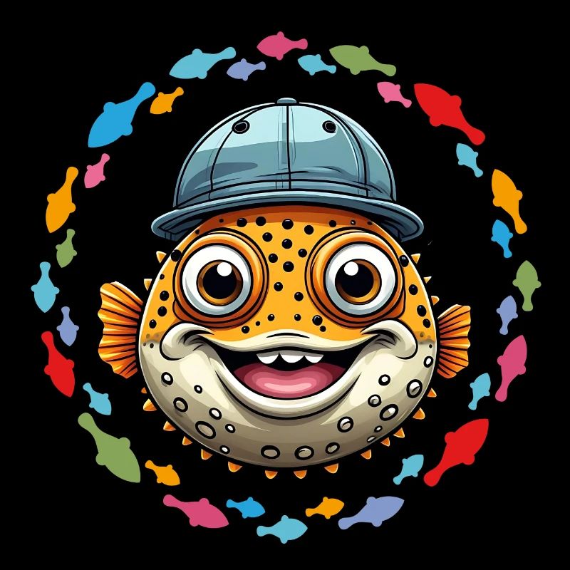 Cooler Kugelfisch mit Basecap