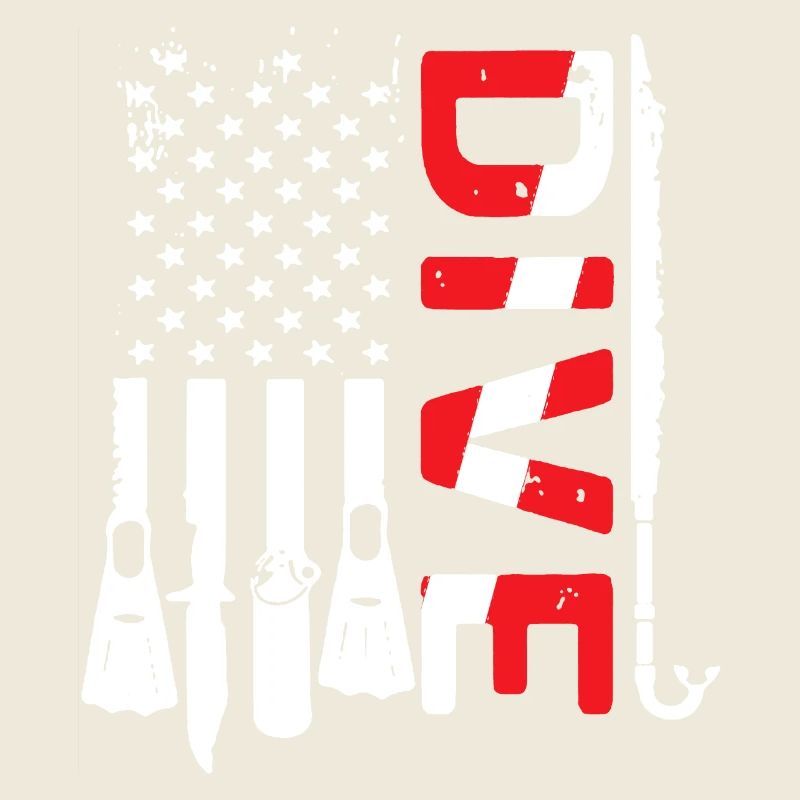 Scuba Dive Flag USA Funny Graphic