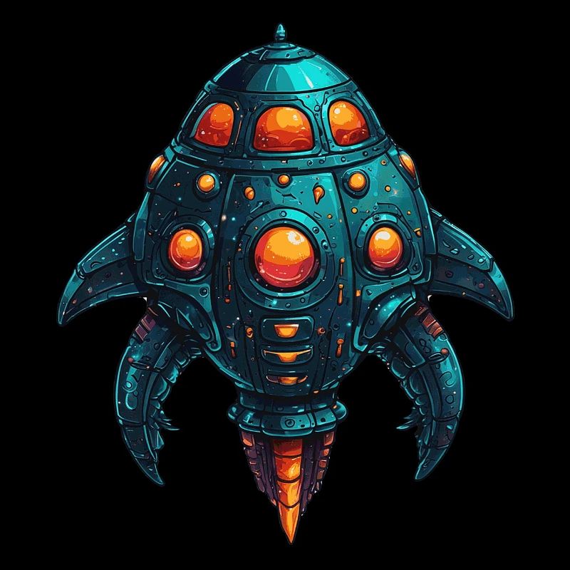 Colorful imaginative whimsical spaceship