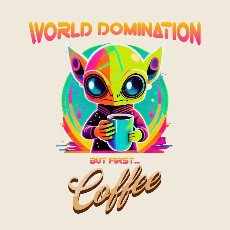 Domination du monde, mais premier café, drôle d’extraterrestre
