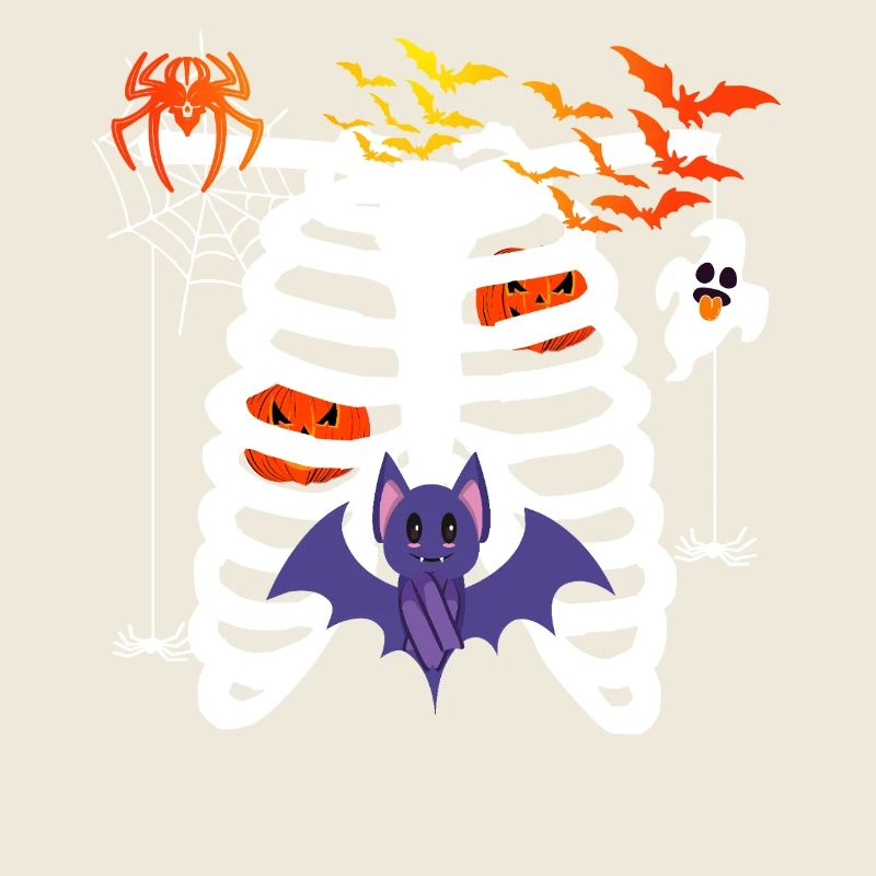 Costume d’Halloween Squelette avec Chauves-souris Citrouille