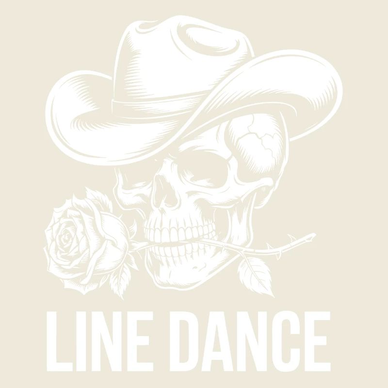 Skeleton with cowboy hat and rose