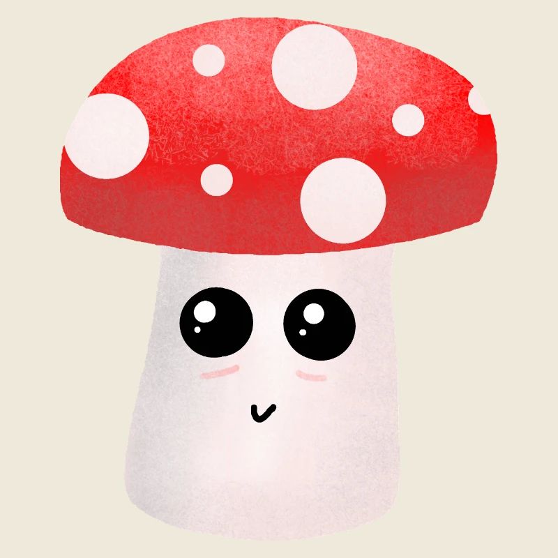 Un copain champignon Kawaii avec des points