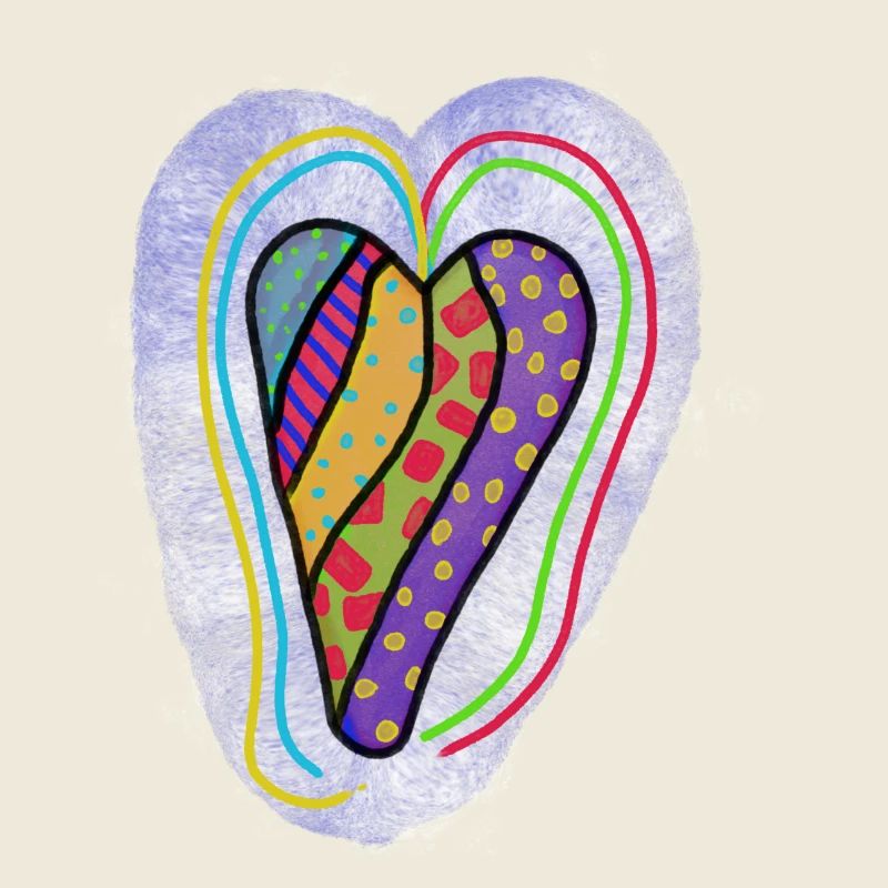Colorful heart with geometric patterns