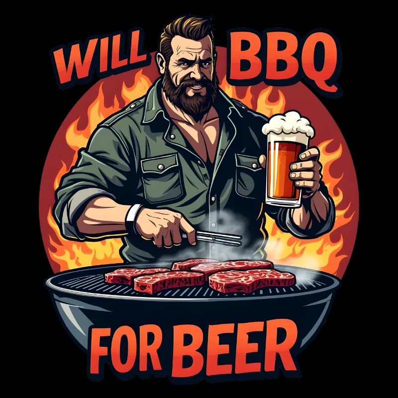 WILL BBQ FOR BEER - Grillen und Bier