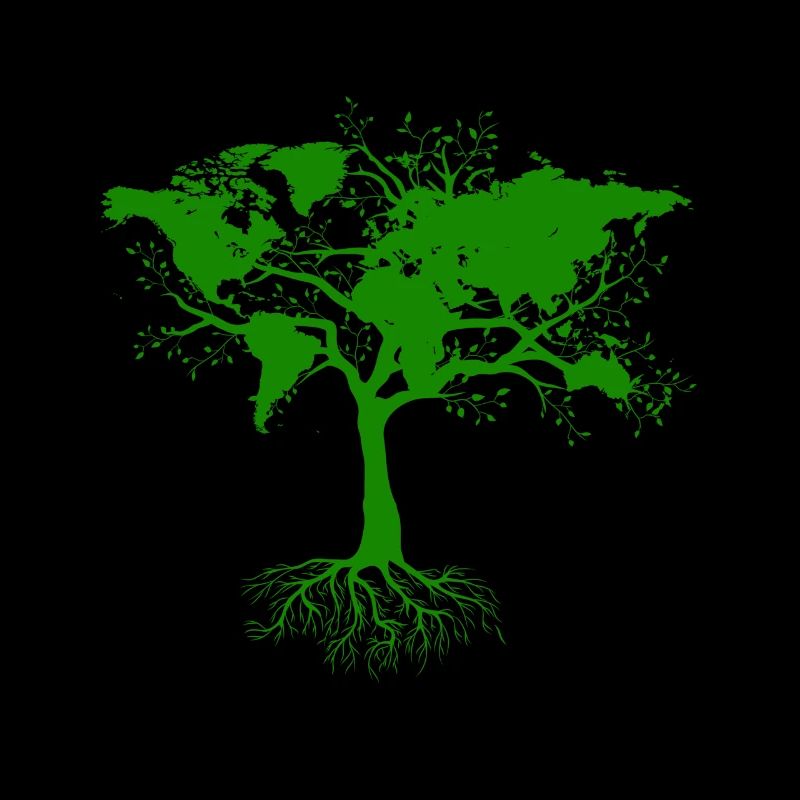 Baum mit Weltkarten grün