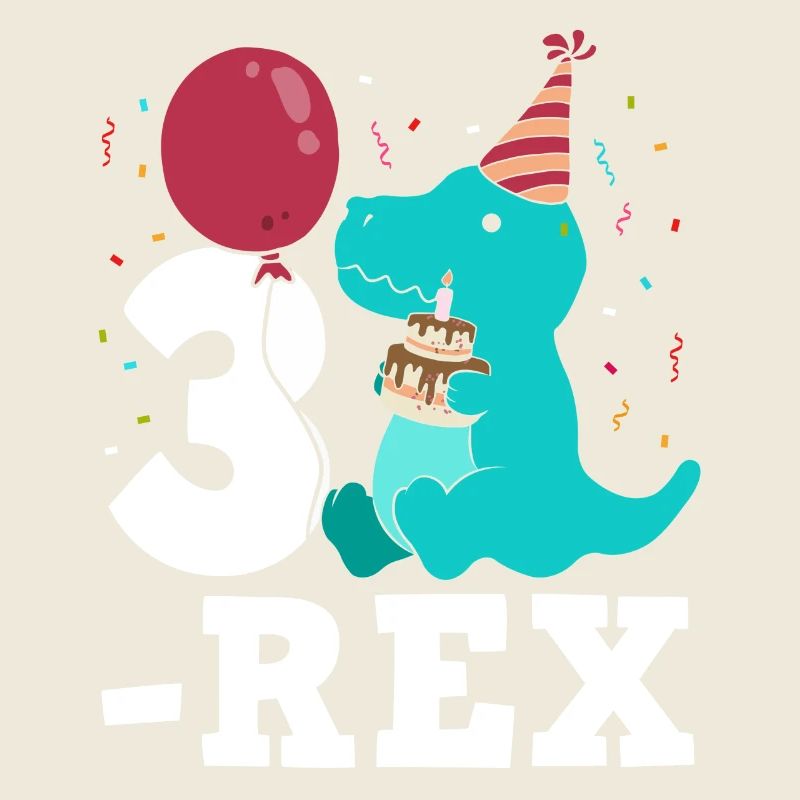 Three Rex T-Rex Birthday Gift for Three Year Olds