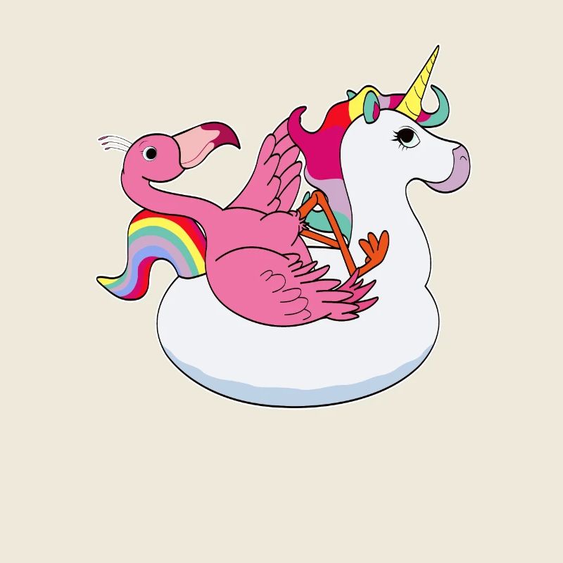Flamingo on unicorn air mat kawaii summer