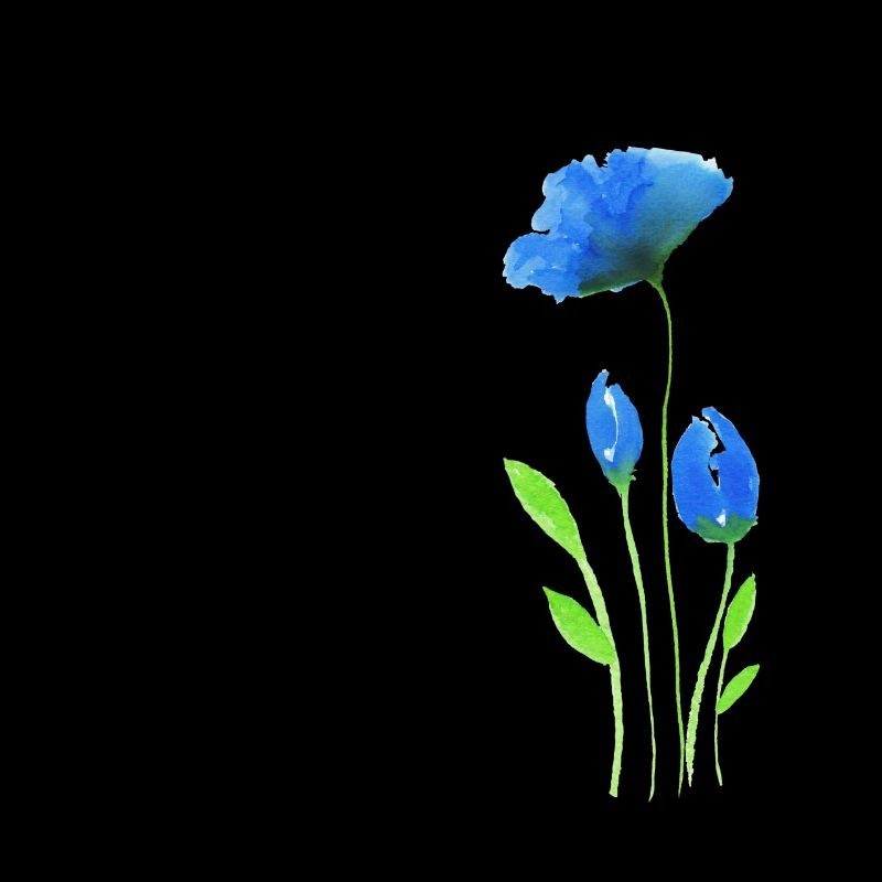 Blauer Blumen in moderner Watercolor Optik