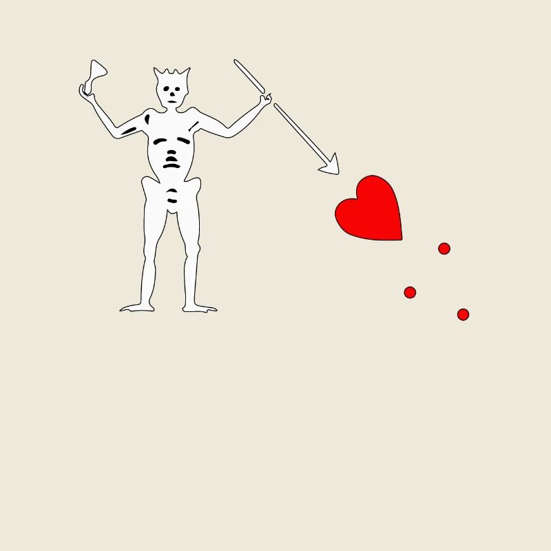 Blackbird pirate heart crown spear skeleton Caribbean