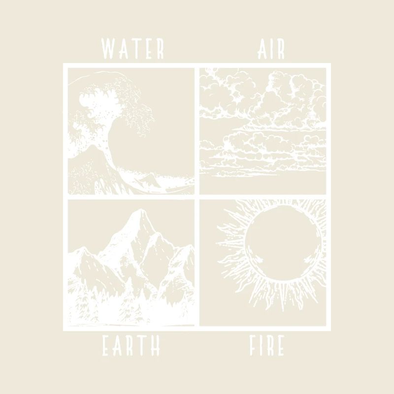 Wasser Luft Erde Feuer 4 Elemente Shirt Geschenk