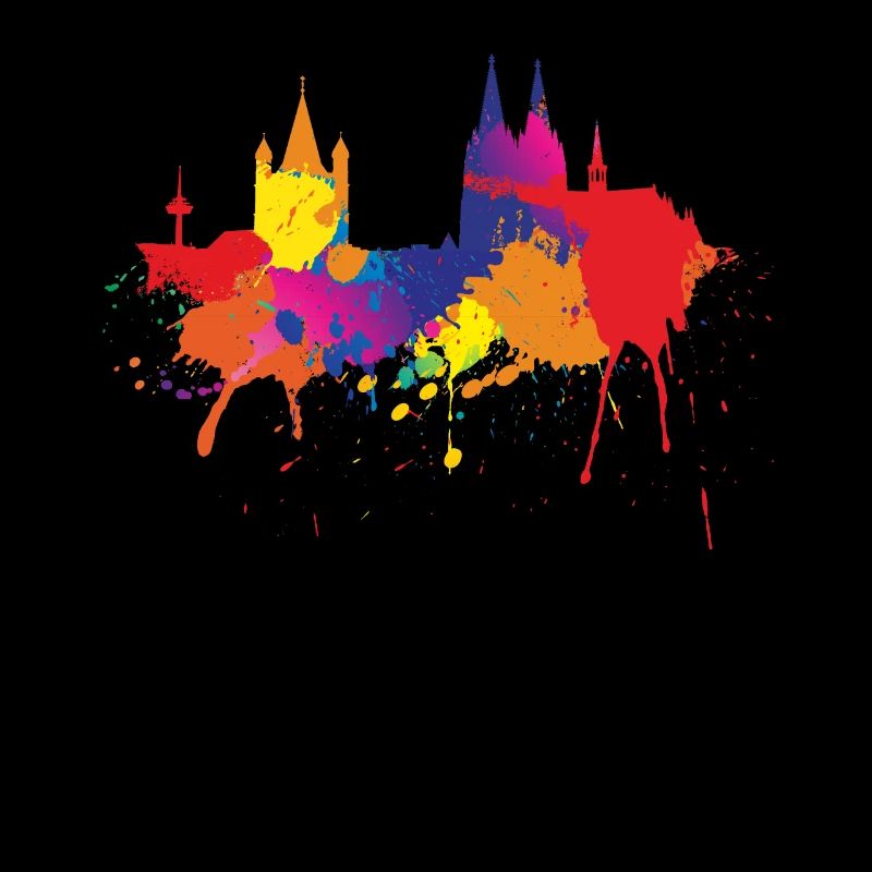 Köln Skyline Kölner Dom Bunt Farben Malerei