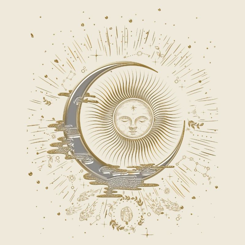 Die Sonne und der Mond mit Sternen