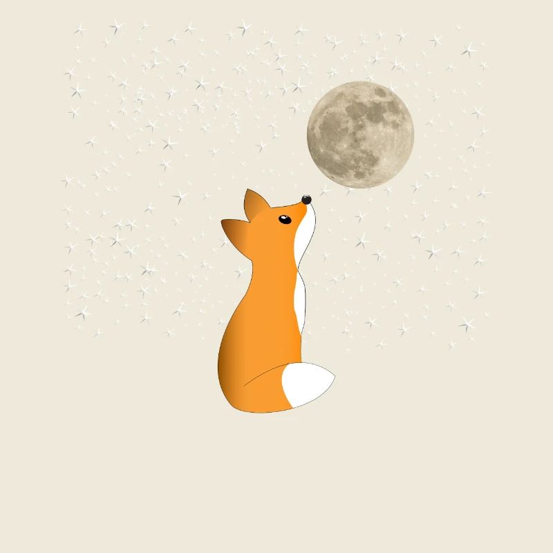 A Cute Fox Watching The Moon Winter Wonderland