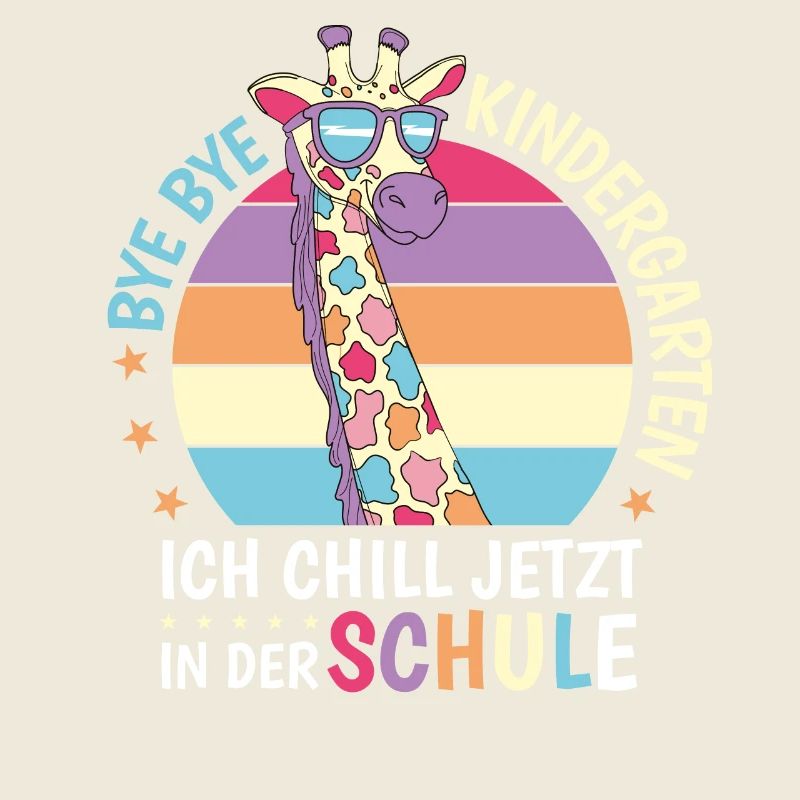 Bye Kindergarten Giraffe Retro Schule Einschulung