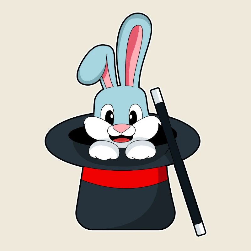 Lapin magique avec baguette magique &chapeau