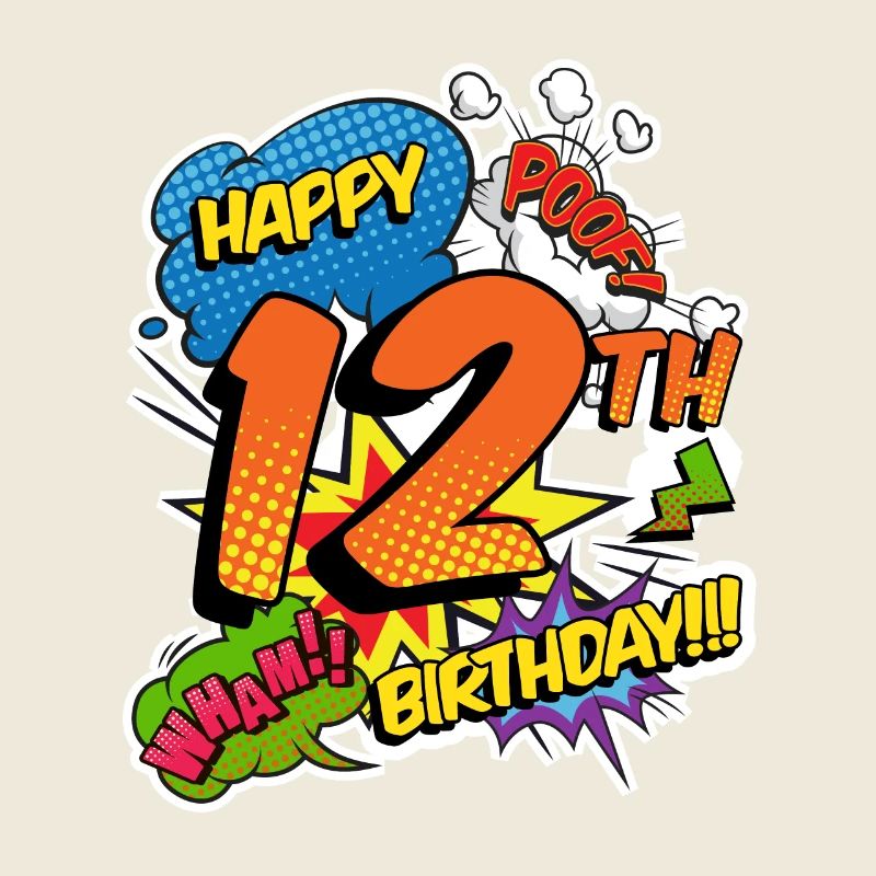 12e anniversaire Jeunes super-héros de style bande dessinée