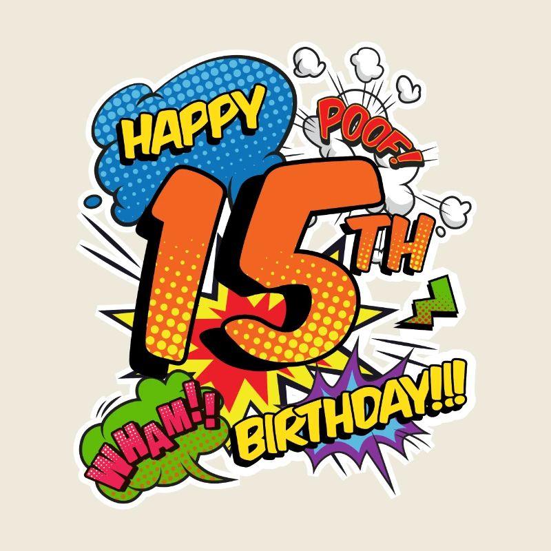 15th Birthday Young Comic Style Superheroes