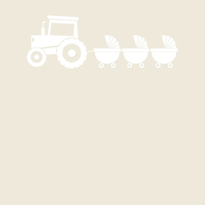 Traktor mit Babywagen - Drillinge