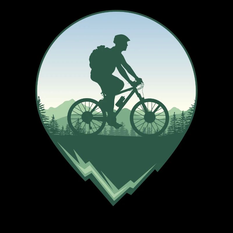 Vététistes devant la forêt et les montagnes