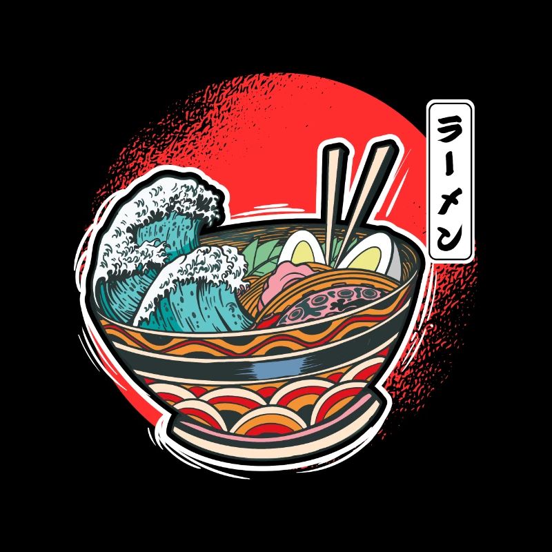 Ramen Bowl Wave Japanese Noodle Soup