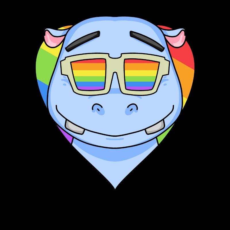 LGBT Tier Nilpferd Regenbogen Herz