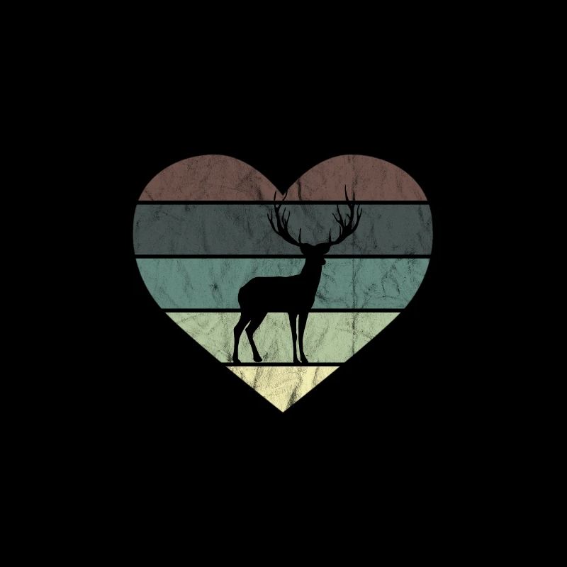 Ich liebe Hirsche Retro Herz