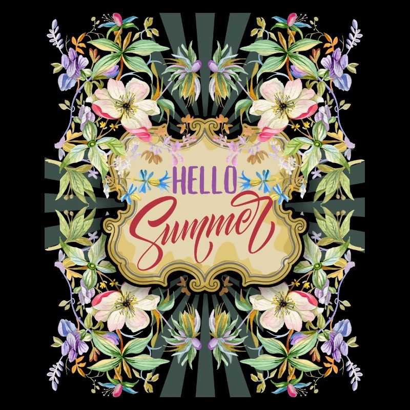 Vintage-Blumen, Sommer Spruch Hello-Summer