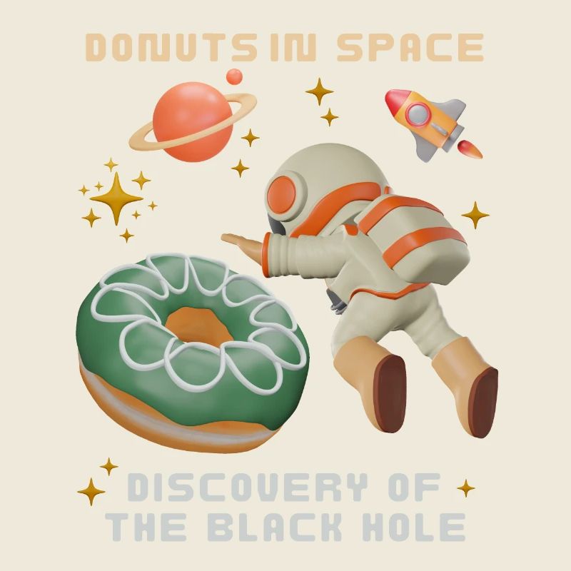 Donut-Space, Donuts-Black-Hole, lustiger-Astronaut