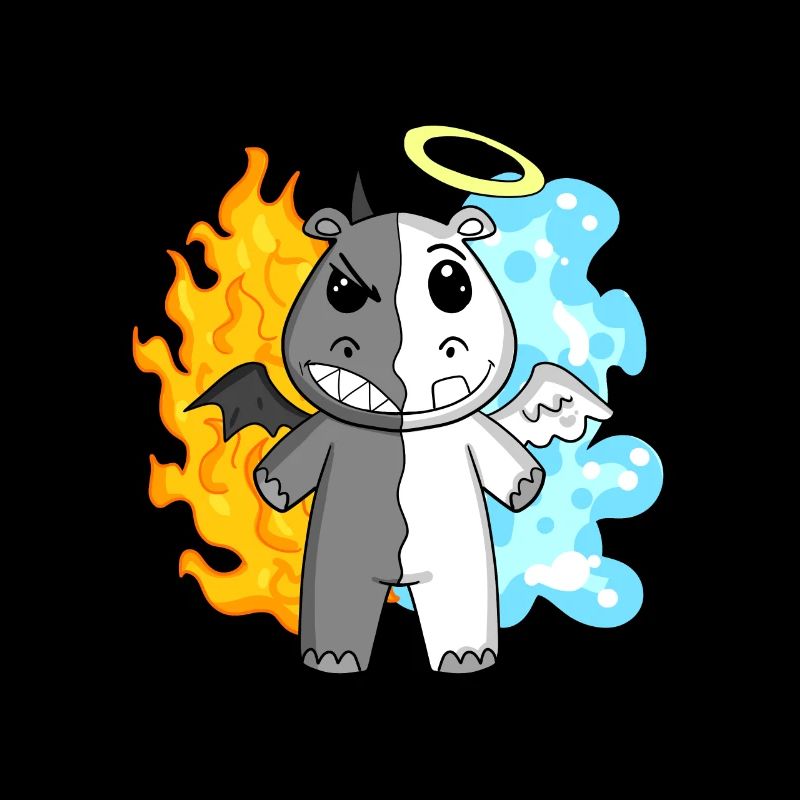 Nilpferd - Engel und Teufel