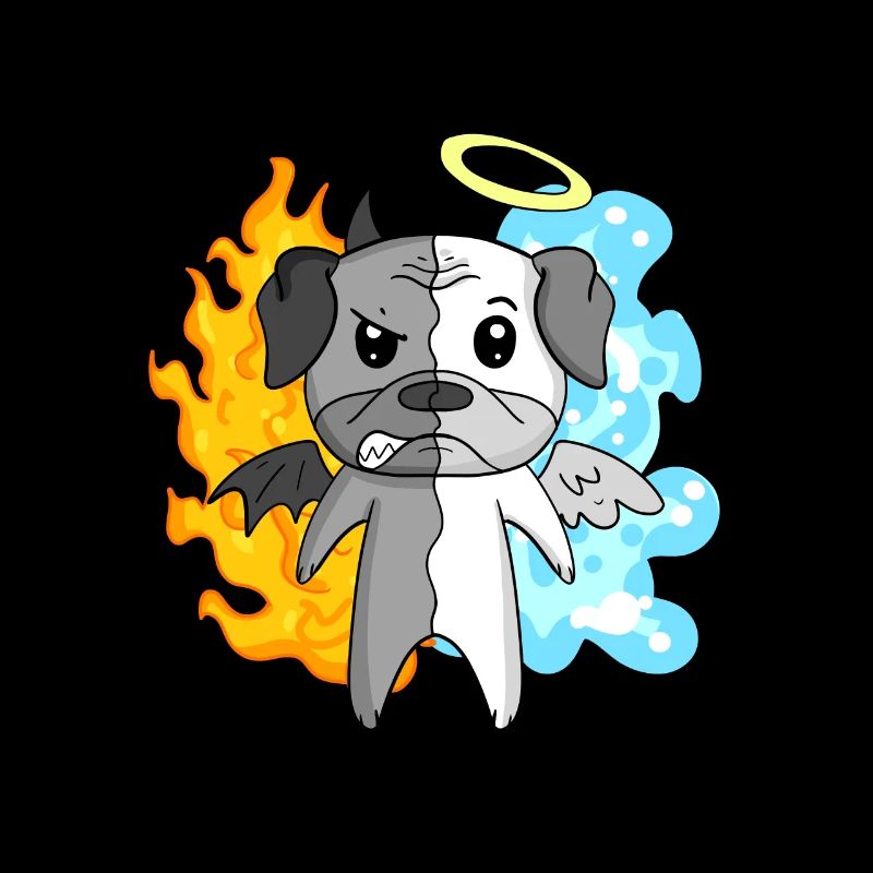 Hund Mops - Engel und Teufel