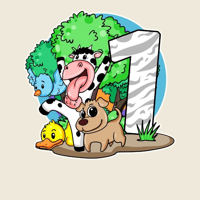 1st birthday Cute animals 1 year old