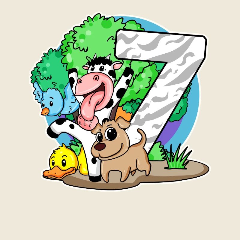 7ème anniversaire Animaux mignons 7 ans