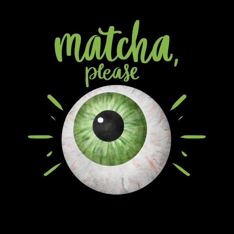 Green tea, matcha tea, fun design with eye