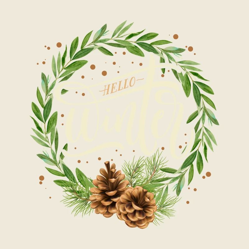 Winter Typography Winter-Magic Winter pine cones