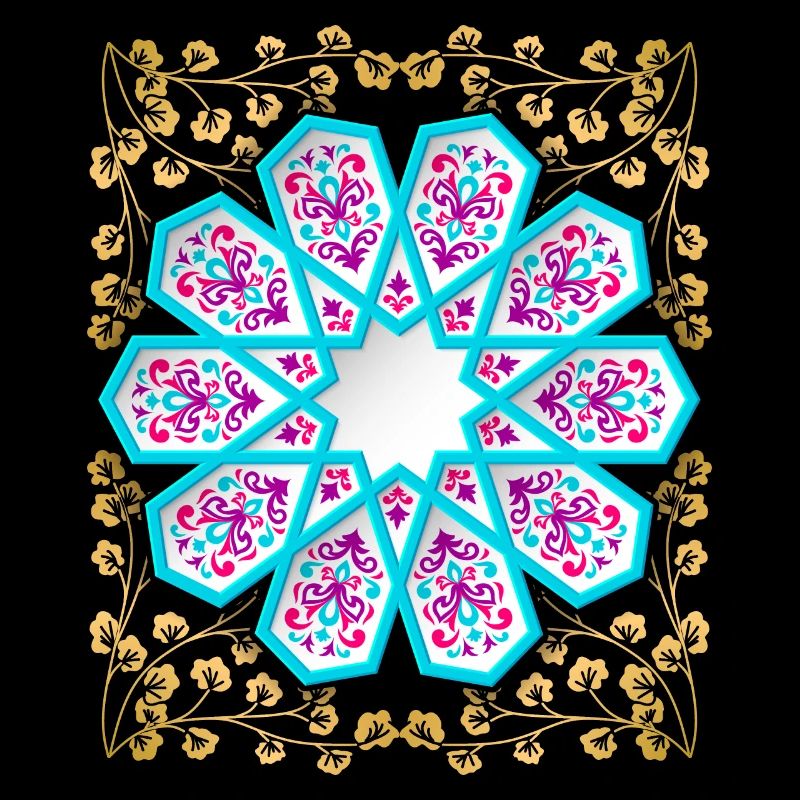 Ornement persan avec décor doré dans un style 3D